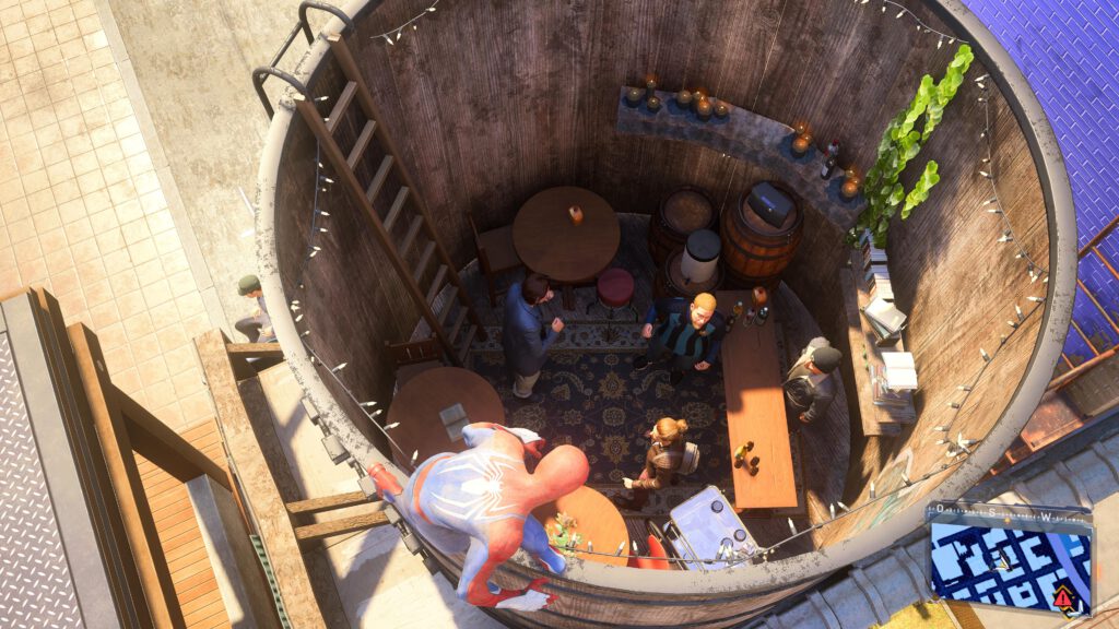 Peter entdeckt eine Gruppe Menschen, die in einem leeren Wassertank eine Party feiern.