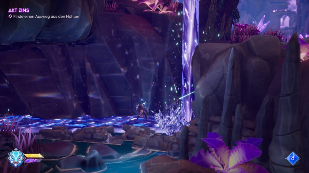 Zau hat mit der Mondmaske einen Wasserfall eingefroren.